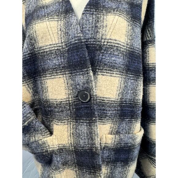 Madewell Black Gray Cream Wool Plaid Jacket Buffalo Check S Oversized - Picture 3 of 7